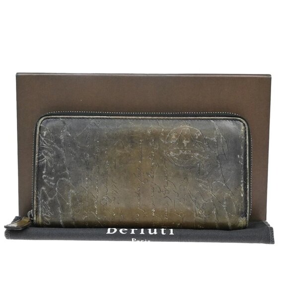 BERLUTI Logo Itauba Long Zip Around Wallet Scritto Leather Brown Italy 61EF704 - Picture 1 of 14